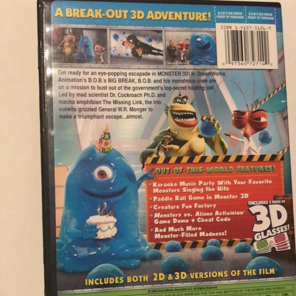 Two DVDs: Bob's Big Break 3D+2D Versions + Monsters vs Alien - Picture 4 of 10